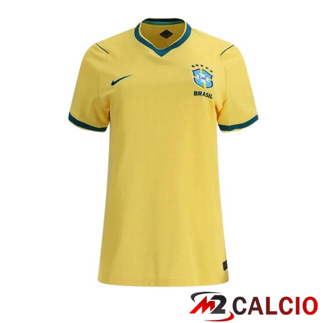 Maglie Calcio Personalizzate,Tute Calcio Squadre,Maglia Nazionale Italiana Calcio | Maglie Calcio Brasile Donna Prima Giallo 2026/2027