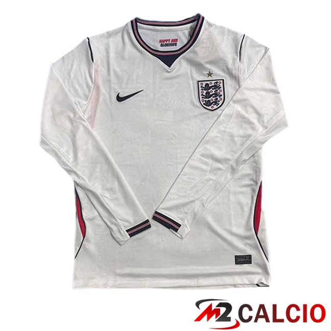 Maglie Calcio Personalizzate,Tute Calcio Squadre,Maglia Nazionale Italiana Calcio | Maglie Calcio Inghilterra Prima Manica Lunga Bianco 2026/2027