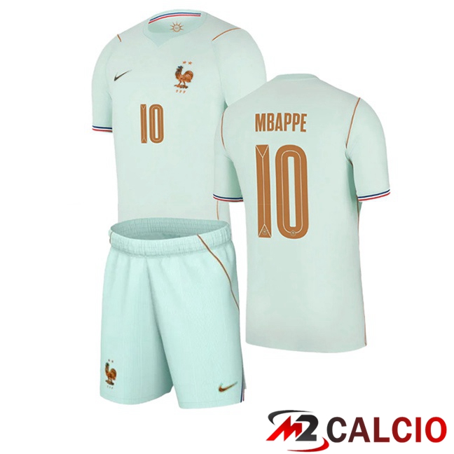 Maglie Calcio Personalizzate,Tute Calcio Squadre,Maglia Nazionale Italiana Calcio | Maglie Calcio Francia (MBAPPE 10) Bambino Seconda Verde 2026/2027