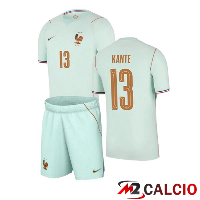 Maglie Calcio Personalizzate,Tute Calcio Squadre,Maglia Nazionale Italiana Calcio | Maglie Calcio Francia (KANTE 13) Bambino Seconda Verde 2026/2027