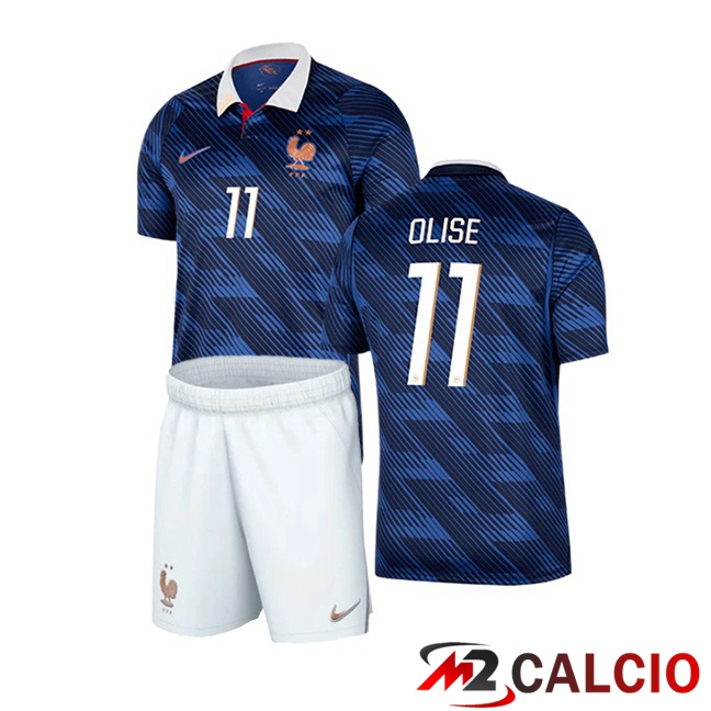 Maglie Calcio Personalizzate,Tute Calcio Squadre,Maglia Nazionale Italiana Calcio | Maglie Calcio Francia (OLISE 11) Bambino Prima Blu Reale 2026/2027