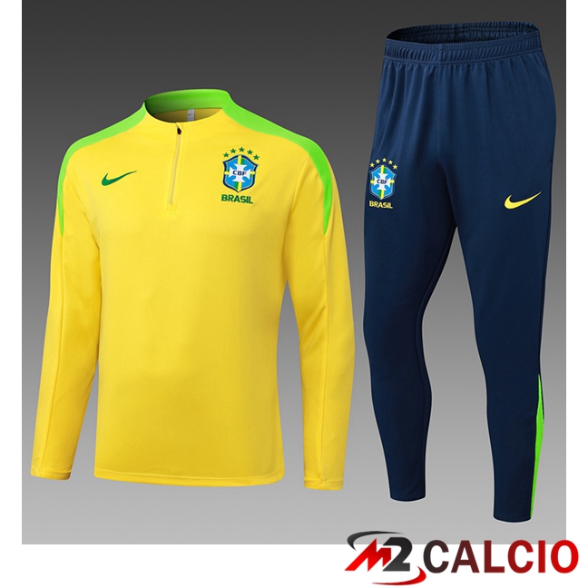 Maglie Calcio Personalizzate,Tute Calcio Squadre,Maglia Nazionale Italiana Calcio | Insieme Tuta Calcio Brasile Bambino Giallo 2026/2027