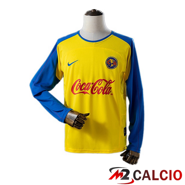 Maglie Calcio Personalizzate,Tute Calcio Squadre,Maglia Nazionale Italiana Calcio | Maglie Calcio Club America Retro Prima Manica Lunga Giallo 2003-2004