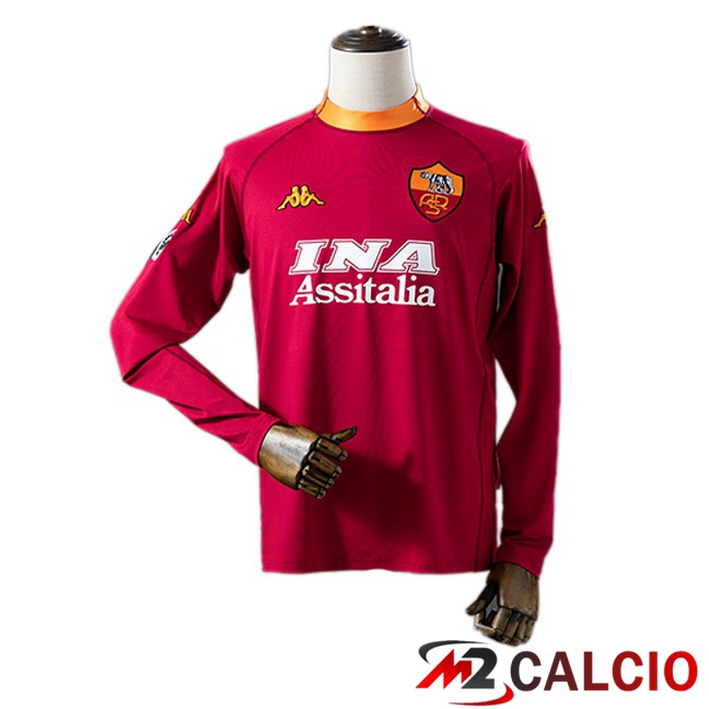 Maglie Calcio Personalizzate,Tute Calcio Squadre,Maglia Nazionale Italiana Calcio | Maglie Calcio AS Roma Retro Prima Manica Lunga Rosso 2000-2001