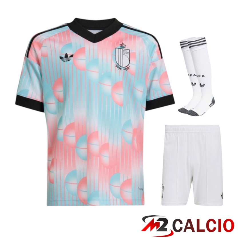 Maglie Calcio Personalizzate,Tute Calcio Squadre,Maglia Nazionale Italiana Calcio | Insieme Maglie Calcio Belgio Seconda (Pantaloncini + Calzini) Coppa Del Mondo 2026