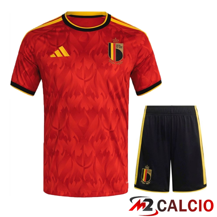 Maglie Calcio Personalizzate,Tute Calcio Squadre,Maglia Nazionale Italiana Calcio | Insieme Maglie Calcio Belgio Prima + Pantaloncini Coppa Del Mondo 2026