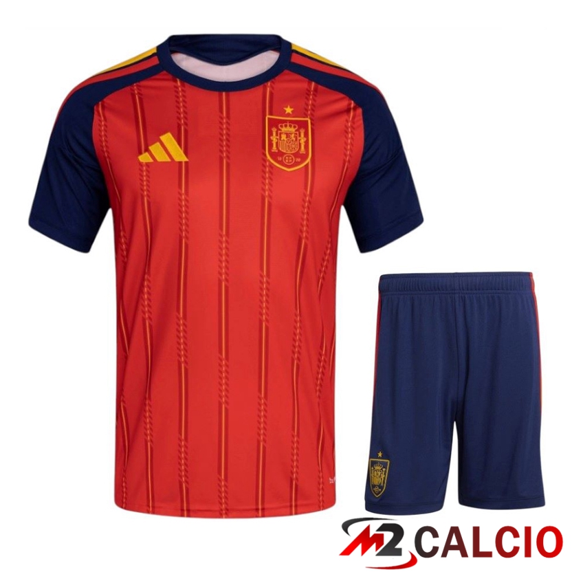 Maglie Calcio Personalizzate,Tute Calcio Squadre,Maglia Nazionale Italiana Calcio | Insieme Maglie Calcio Spagna Prima + Pantaloncini Coppa Del Mondo 2026