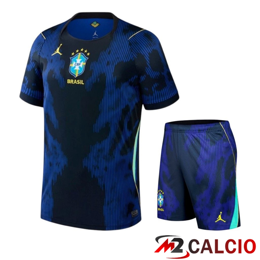 Maglie Calcio Personalizzate,Tute Calcio Squadre,Maglia Nazionale Italiana Calcio | Insieme Maglie Calcio Brasile Seconda + Pantaloncini Coppa Del Mondo 2026