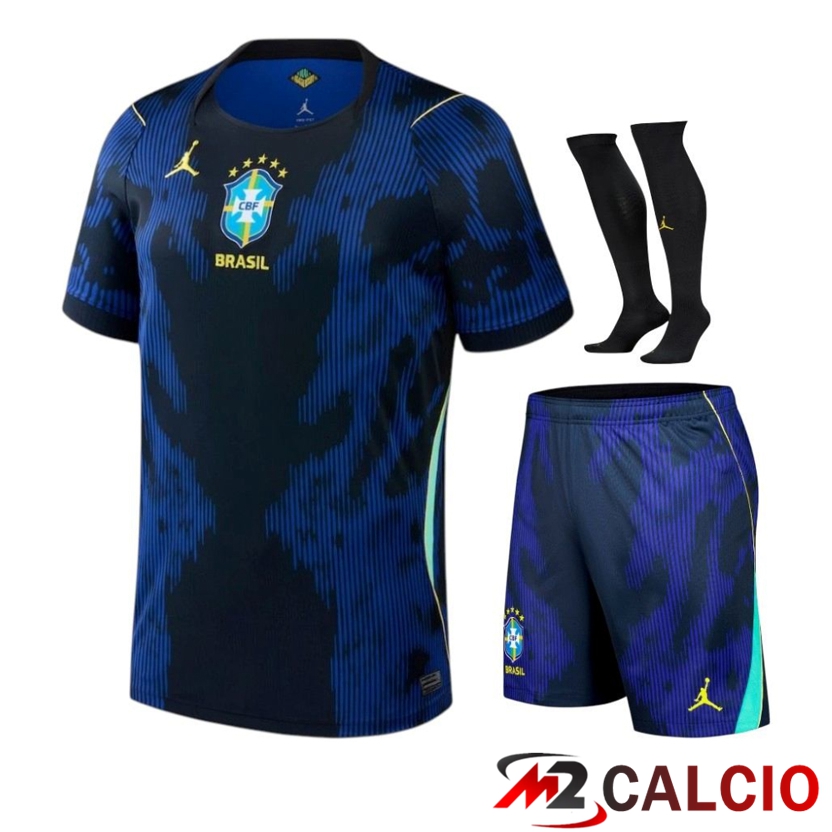 Maglie Calcio Personalizzate,Tute Calcio Squadre,Maglia Nazionale Italiana Calcio | Insieme Maglie Calcio Brasile Seconda (Pantaloncini + Calzini) Coppa Del Mondo 2026