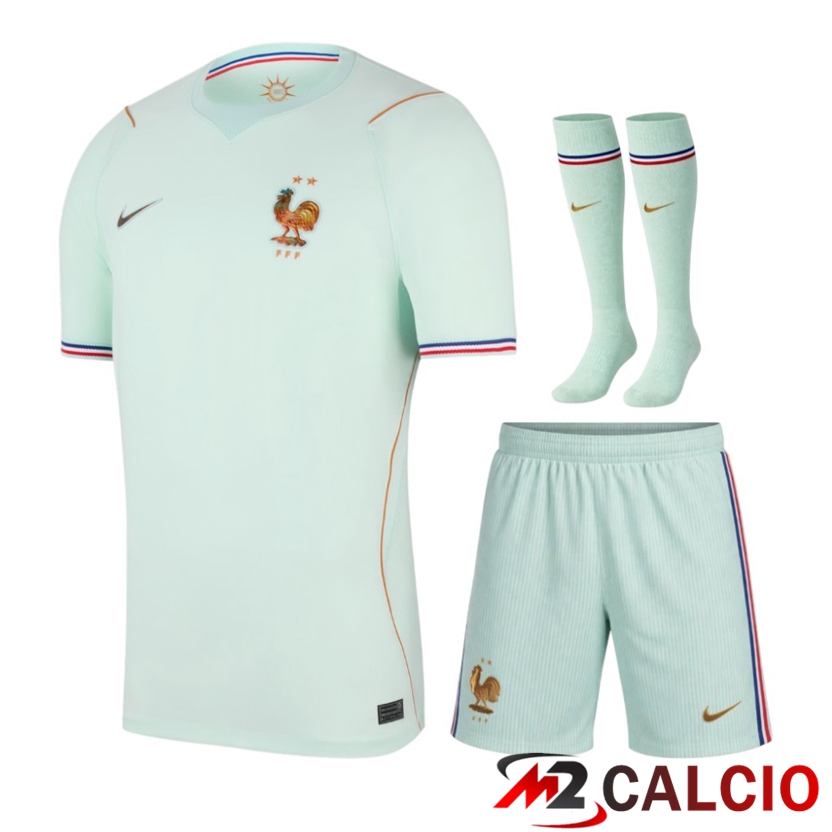 Maglie Calcio Personalizzate,Tute Calcio Squadre,Maglia Nazionale Italiana Calcio | Insieme Maglie Calcio Francia Seconda (Pantaloncini + Calzini) 2026/2027
