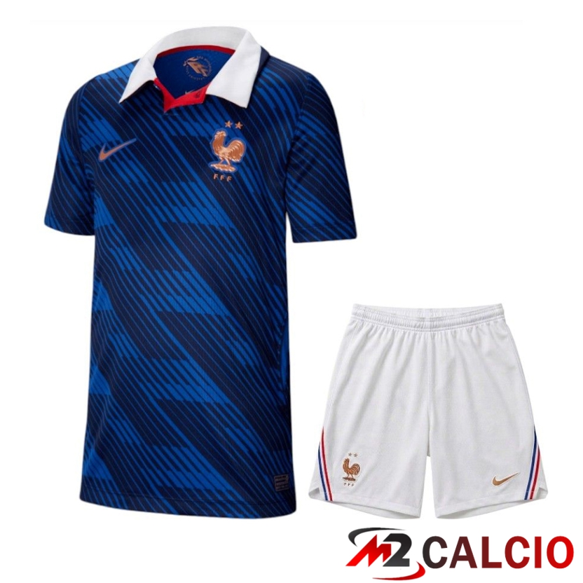 Maglie Calcio Personalizzate,Tute Calcio Squadre,Maglia Nazionale Italiana Calcio | Insieme Maglie Calcio Francia Prima + Pantaloncini Coppa Del Mondo 2026