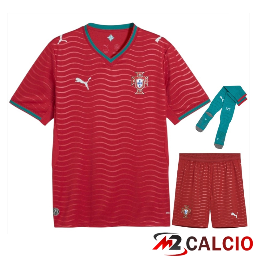Maglie Calcio Personalizzate,Tute Calcio Squadre,Maglia Nazionale Italiana Calcio | Insieme Maglie Calcio Portogallo Prima (Pantaloncini + Calzini) Coppa Del Mondo 2026