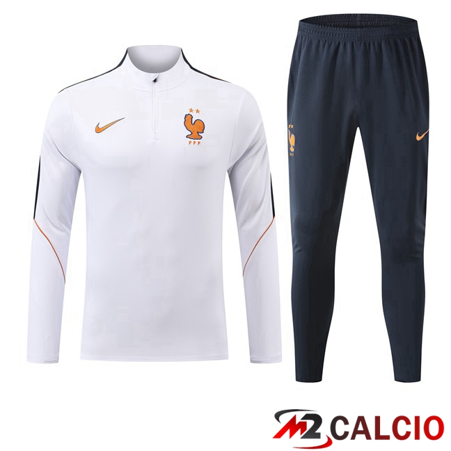 Maglie Calcio Personalizzate,Tute Calcio Squadre,Maglia Nazionale Italiana Calcio | Insieme Tuta Calcio Francia Bianco 2026/2027