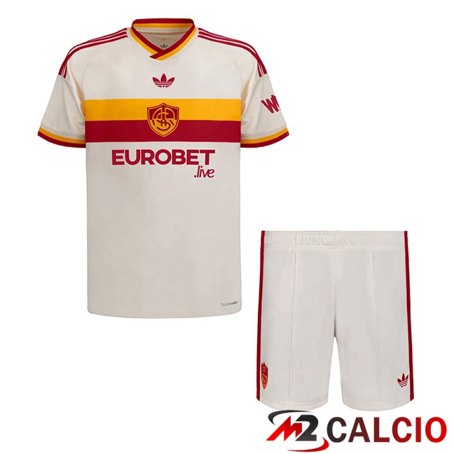 Maglie Calcio Personalizzate,Tute Calcio Squadre,Maglia Nazionale Italiana Calcio | Maglie Calcio AS Roma Bambino Seconda Bianco 2026/2027