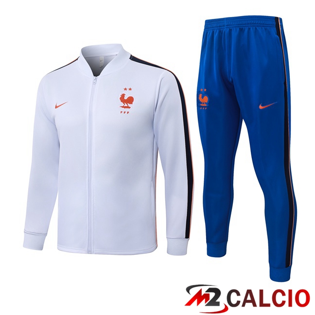 Maglie Calcio Personalizzate,Tute Calcio Squadre,Maglia Nazionale Italiana Calcio | Insieme Tuta Calcio - Giacca Francia Bianco 2026/2027