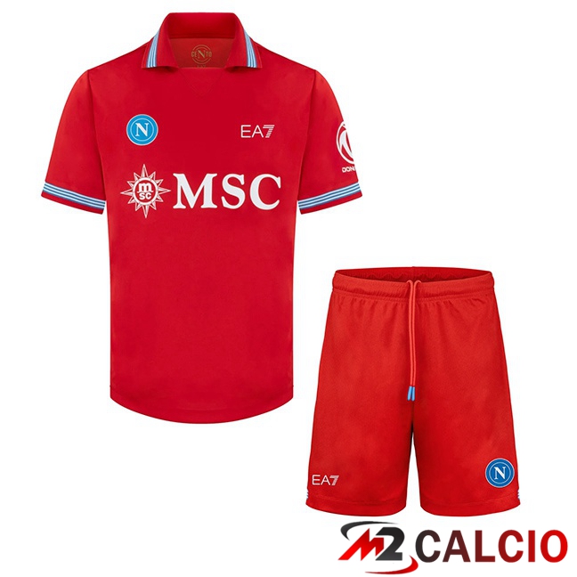 Maglie Calcio Personalizzate,Tute Calcio Squadre,Maglia Nazionale Italiana Calcio | Maglie Calcio SSC Napoli Bambino Terza Rosso 2026/2027