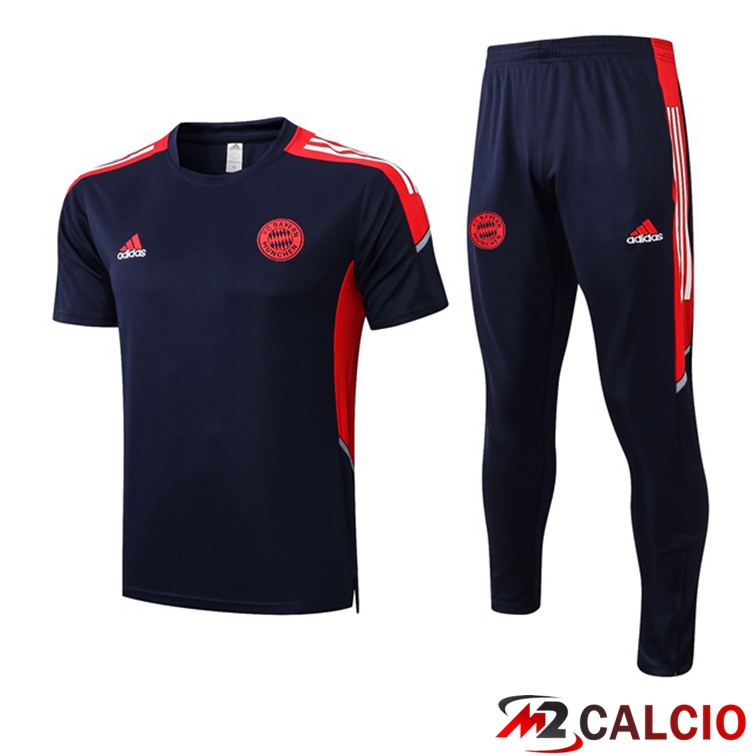 Maglie Calcio Personalizzate,Tute Calcio Squadre,Maglia Nazionale Italiana Calcio | Insieme T Shirt Allenamento Bayern Monaco + Pantaloni Blu Royal 2022/2023