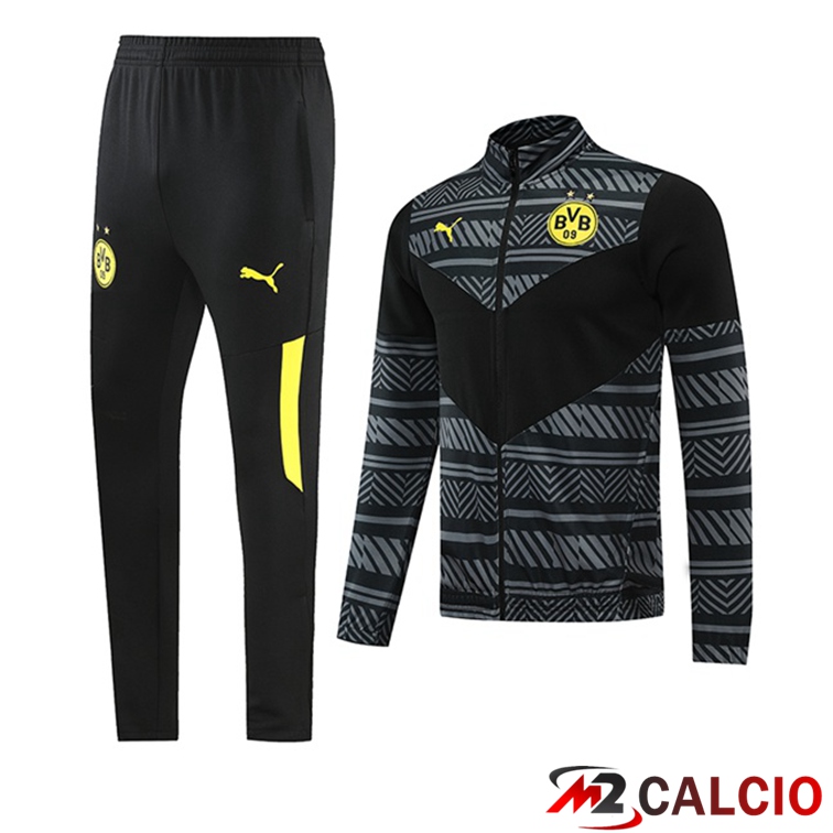 Insieme Tuta Calcio - Giacca Dortmund BVB Nero Grigio 2022/2023