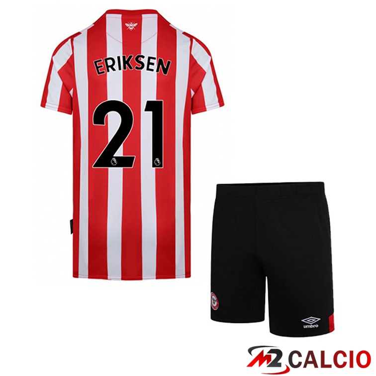 Maglie Calcio Brentford FC (ERIKSEN 21) Bambino Prima Rosso Bianco 2022/2023