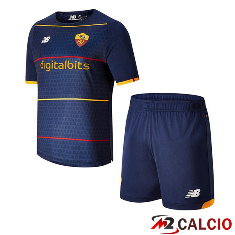 Maglie Calcio Personalizzate,Tute Calcio Squadre,Maglia Nazionale Italiana Calcio | Maglie Calcio AS Roma Bambino Quatrieme Blu 21/22