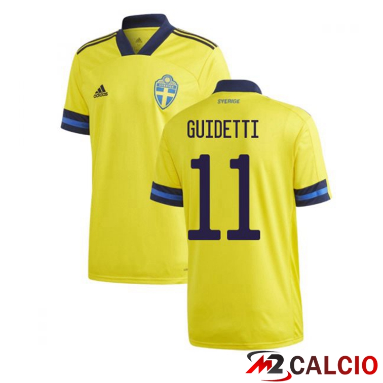 Maglie Calcio Personalizzate,Tute Calcio Squadre,Maglia Nazionale Italiana Calcio | Maglia Nazionale Svezia (GUIDETTI 11) Prima 2020/2021