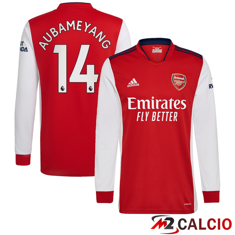 Maglie Calcio Personalizzate,Tute Calcio Squadre,Maglia Nazionale Italiana Calcio | Maglia FC Arsenal (AUBAMEYANG 14) Manica Lunga Prima 2021/2022