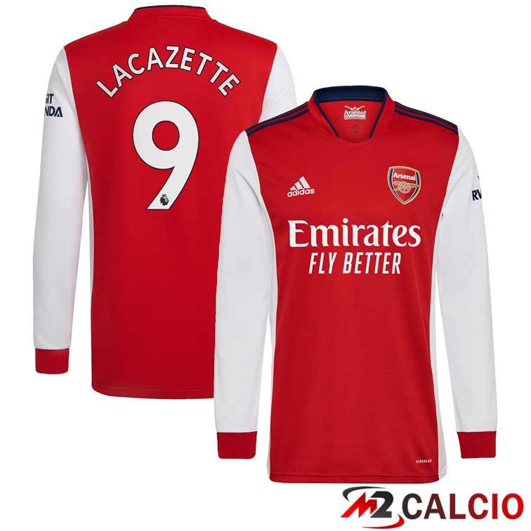 Maglie Calcio Personalizzate,Tute Calcio Squadre,Maglia Nazionale Italiana Calcio | Maglia FC Arsenal (LACAZETTE 9) Manica Lunga Prima 2021/2022