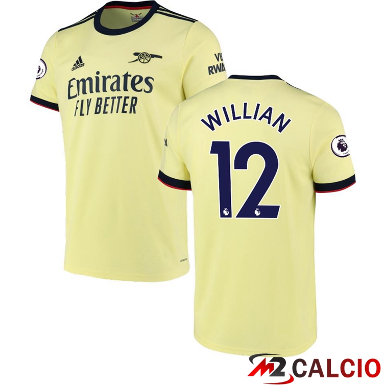 Maglie Calcio Personalizzate,Tute Calcio Squadre,Maglia Nazionale Italiana Calcio | Maglia FC Arsenal (WILLIAN 12) Seconda Giallo 2021/2022