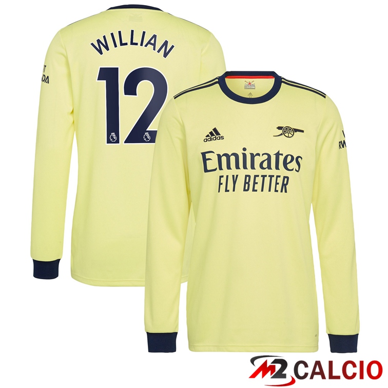 Maglie Calcio Personalizzate,Tute Calcio Squadre,Maglia Nazionale Italiana Calcio | Maglia FC Arsenal (WILLIAN 12) Manica Lunga Seconda 2021/2022