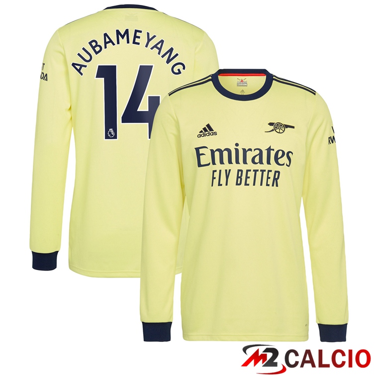 Maglie Calcio Personalizzate,Tute Calcio Squadre,Maglia Nazionale Italiana Calcio | Maglia FC Arsenal (AUBAMEYANG 14) Manica Lunga Seconda 2021/2022