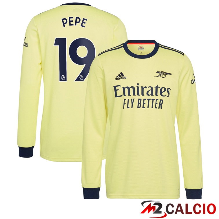 Maglie Calcio Personalizzate,Tute Calcio Squadre,Maglia Nazionale Italiana Calcio | Maglia FC Arsenal (PEPE 19) Manica Lunga Seconda 2021/2022