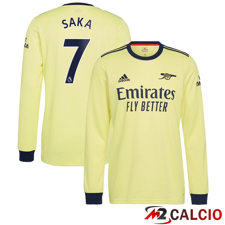 Maglie Calcio Personalizzate,Tute Calcio Squadre,Maglia Nazionale Italiana Calcio | Maglia FC Arsenal (SAKA 7) Manica Lunga Seconda 2021/2022