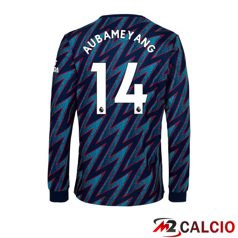Maglie Calcio Personalizzate,Tute Calcio Squadre,Maglia Nazionale Italiana Calcio | Maglia FC Arsenal (AUBAMEYANG 14) Manica Lunga Terza 2021/2022