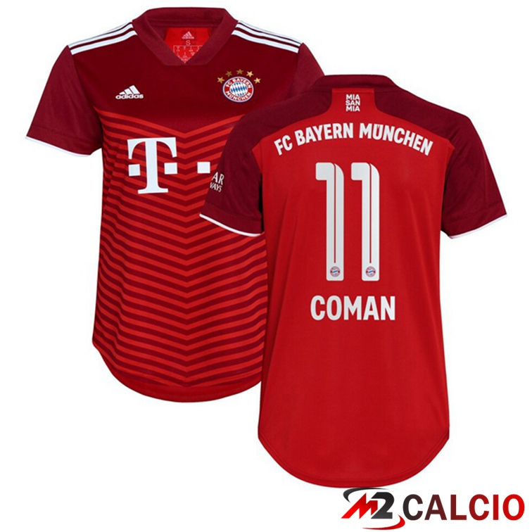 Maglie Calcio Personalizzate,Tute Calcio Squadre,Maglia Nazionale Italiana Calcio | Maglia Bayern Monaco (Coman 11) Donna Prima Rosso 2021/22