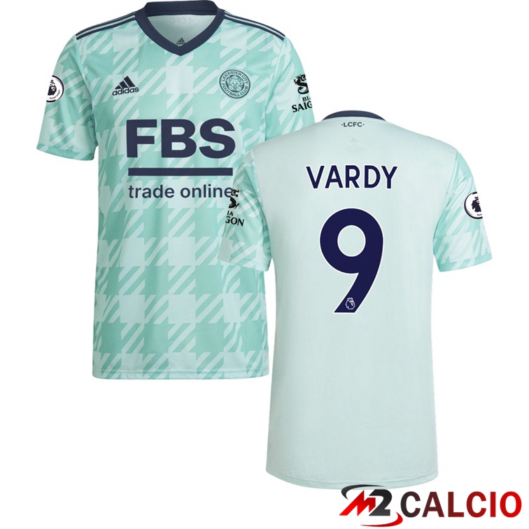 Maglie Calcio Personalizzate,Tute Calcio Squadre,Maglia Nazionale Italiana Calcio | Maglia Leicester City (VARDY 9) Seconda Verde Clair 2021/2022