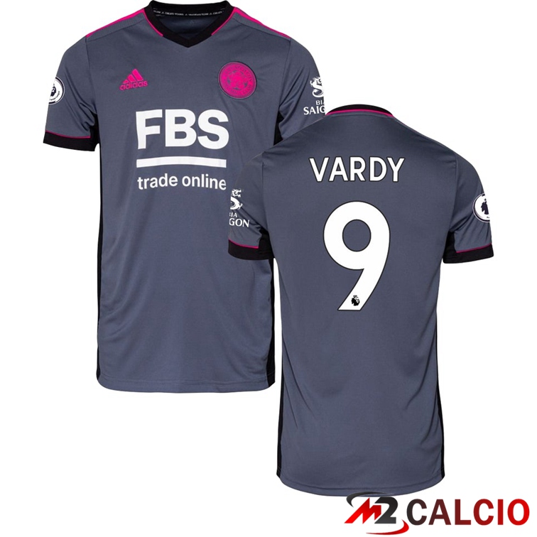 Maglie Calcio Personalizzate,Tute Calcio Squadre,Maglia Nazionale Italiana Calcio | Maglia Leicester City (VARDY 9) Terza Grigio Foncé 2021/2022