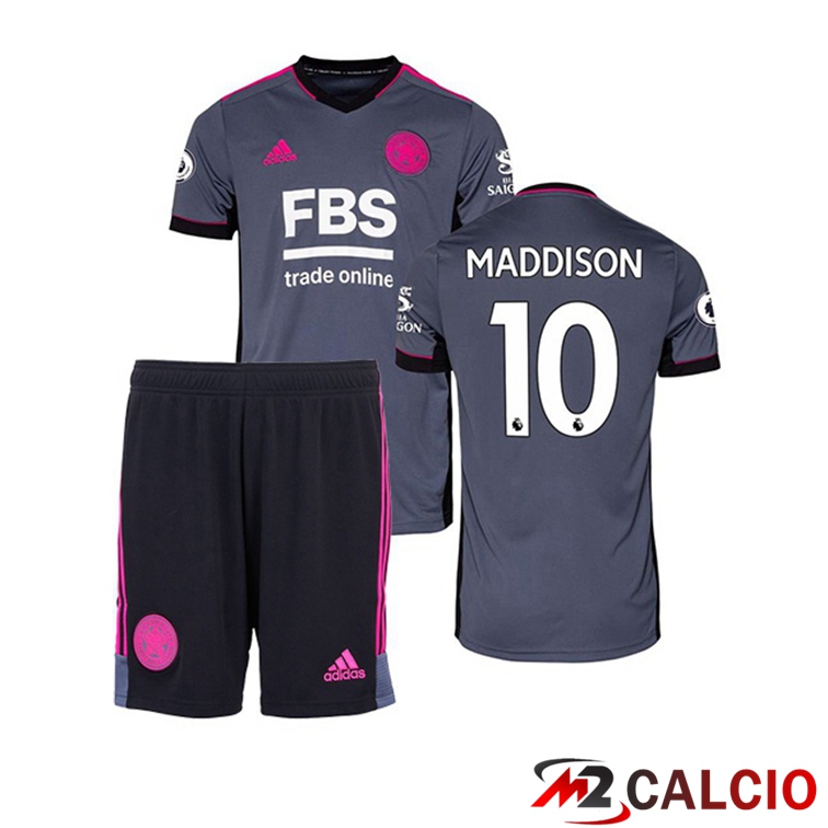 Maglie Calcio Personalizzate,Tute Calcio Squadre,Maglia Nazionale Italiana Calcio | Maglia Leicester City (MADDISON 10) Bambino Terza Grigio 2021/22