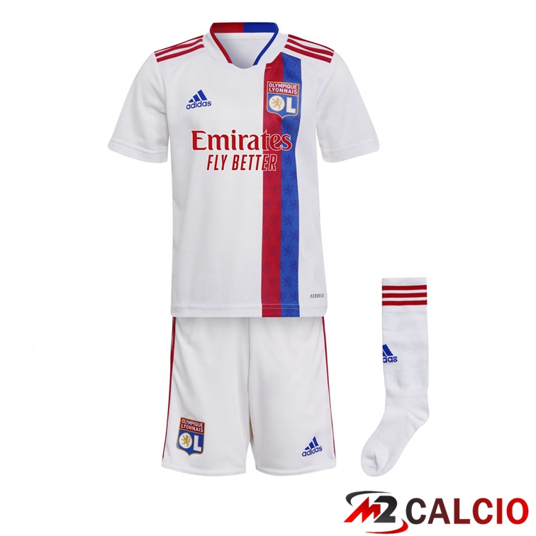 Maglie Calcio Personalizzate,Tute Calcio Squadre,Maglia Nazionale Italiana Calcio | Maglia Olympique Lyon Bambino Prima Bianco 2021/2022