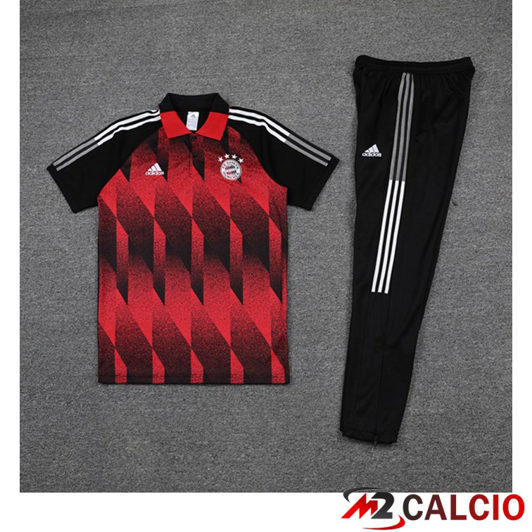 Maglia Polo Bayern Monaco + Pantaloni Rosso Nero 2021/2022