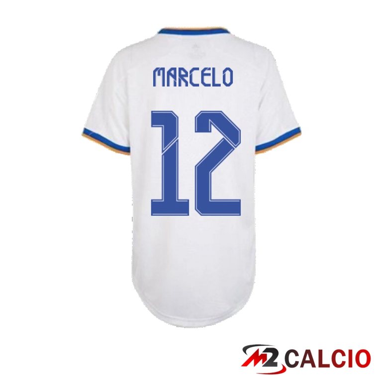 Maglie Calcio Personalizzate,Tute Calcio Squadre,Maglia Nazionale Italiana Calcio | Maglia Real Madrid (MARCELO 12) Donna Prima Bianco 2021/2022