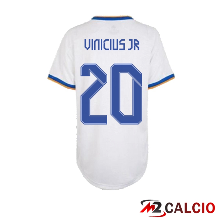 Maglie Calcio Personalizzate,Tute Calcio Squadre,Maglia Nazionale Italiana Calcio | Maglia Real Madrid (VINI JR 20) Donna Prima Bianco 2021/2022