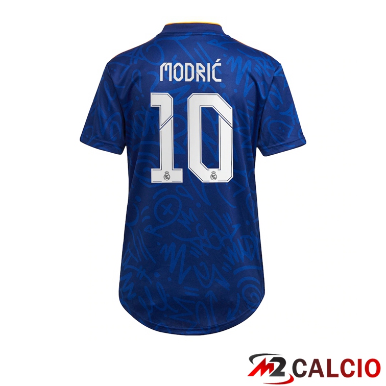 Maglie Calcio Personalizzate,Tute Calcio Squadre,Maglia Nazionale Italiana Calcio | Maglia Real Madrid (MODRIC 10) Donna Seconda Blu 2021/2022