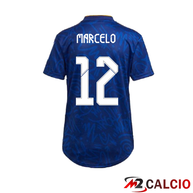 Maglie Calcio Personalizzate,Tute Calcio Squadre,Maglia Nazionale Italiana Calcio | Maglia Real Madrid (MARCELO 12) Donna Seconda Blu 2021/2022
