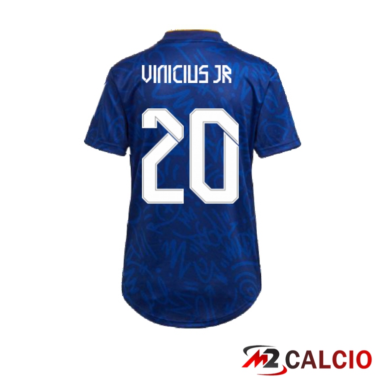 Maglie Calcio Personalizzate,Tute Calcio Squadre,Maglia Nazionale Italiana Calcio | Maglia Real Madrid (VINI JR 20) Donna Seconda Blu 2021/2022