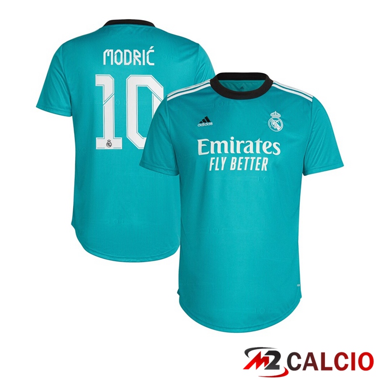Maglie Calcio Personalizzate,Tute Calcio Squadre,Maglia Nazionale Italiana Calcio | Maglia Real Madrid (MODRIC 10) Donna Terza Blu Verde 2021/2022