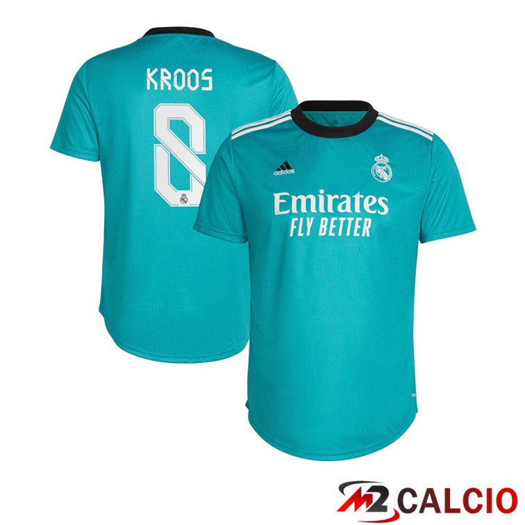 Maglie Calcio Personalizzate,Tute Calcio Squadre,Maglia Nazionale Italiana Calcio | Maglia Real Madrid (KROOS 8) Donna Terza Blu Verde 2021/2022