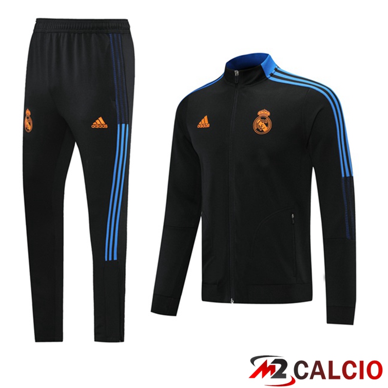 Maglie Calcio Personalizzate,Tute Calcio Squadre,Maglia Nazionale Italiana Calcio | Insieme Tuta Calcio - Giacca Real Madrid Nero 2021/2022