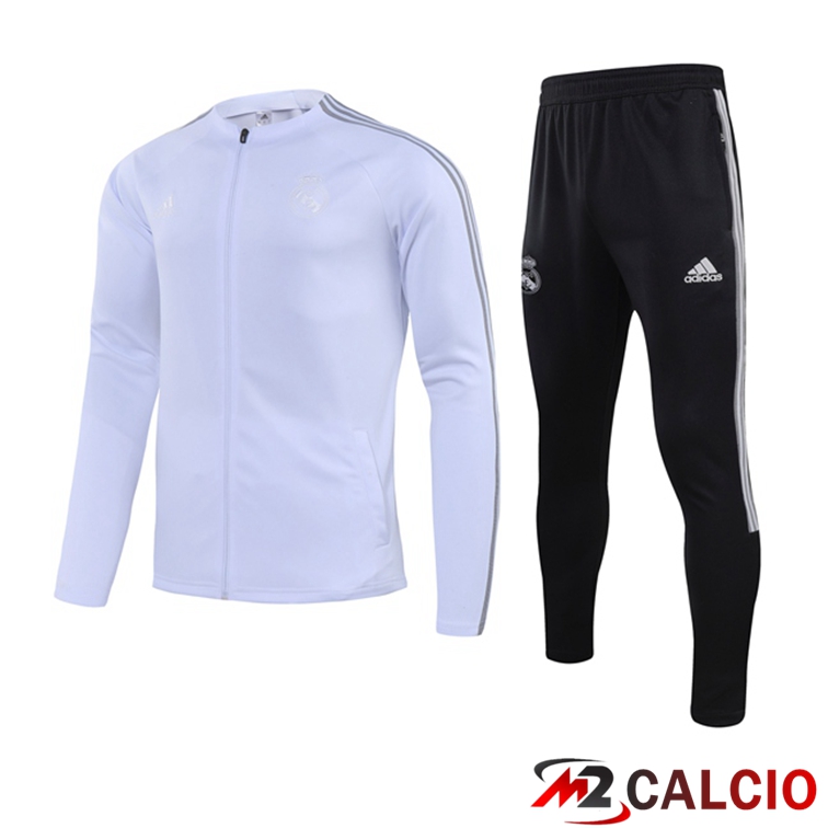 Maglie Calcio Personalizzate,Tute Calcio Squadre,Maglia Nazionale Italiana Calcio | Insieme Tuta Calcio - Giacca Real Madrid Bianco 2021/2022