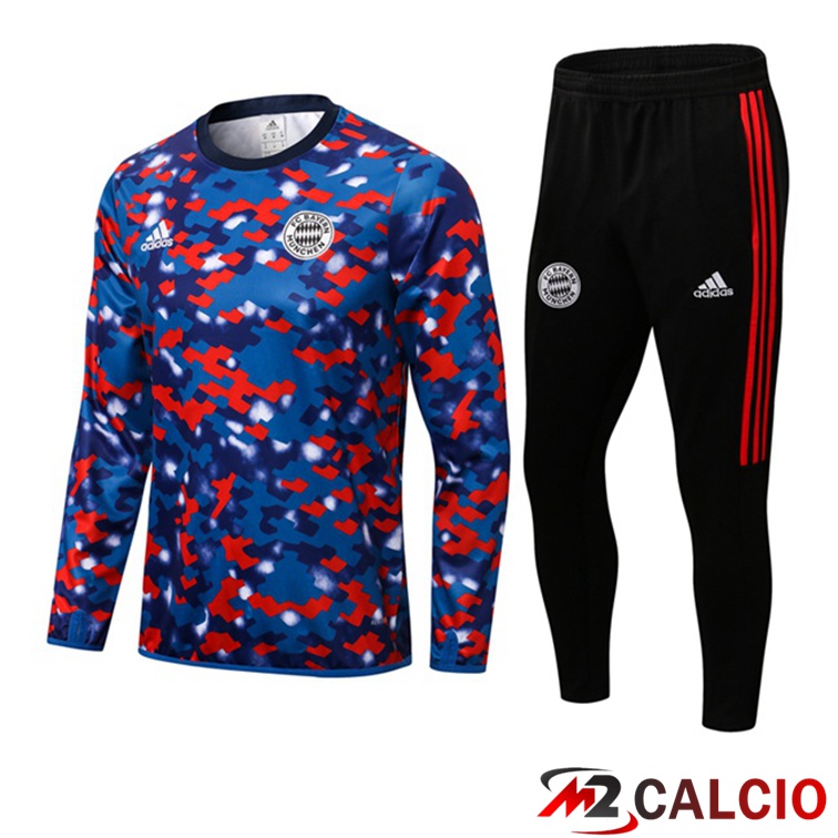 Maglie Calcio Personalizzate,Tute Calcio Squadre,Maglia Nazionale Italiana Calcio | Insieme Tuta Calcio Bayern Monaco Blu Rosso 2021/2022