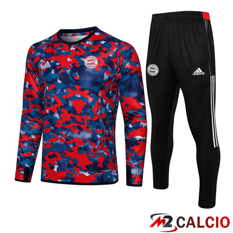 Maglie Calcio Personalizzate,Tute Calcio Squadre,Maglia Nazionale Italiana Calcio | Insieme Tuta Calcio Bayern Monaco Blu Rosso 2021/2022